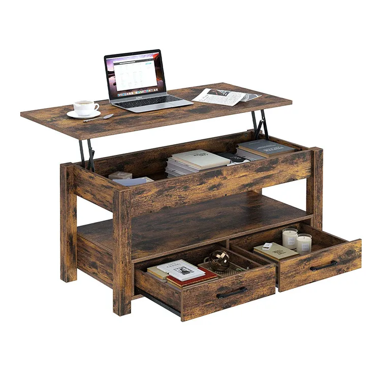 Vintage living room wooden lift top coffee tables