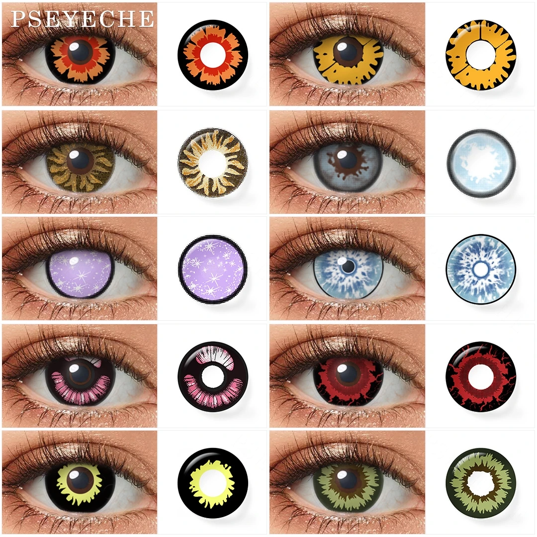 Pseyeche 2022 New Crazy Contacts Soft Sharingan Colored Contact Lenses Cosplay Halloween Contact Lens