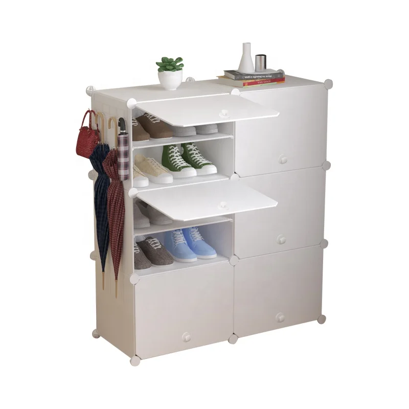 Самодельный пластиковый шкаф для обуви, 24 пары обувных стеллажей, органайзер, полка для обуви черного цвета для использования в гостиной