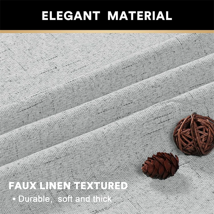 Primitive Textured Linen 100% Blackout Curtains Energy Saving Burlap Fabric White Thermal Insulated Liner Window Curtain Drapes