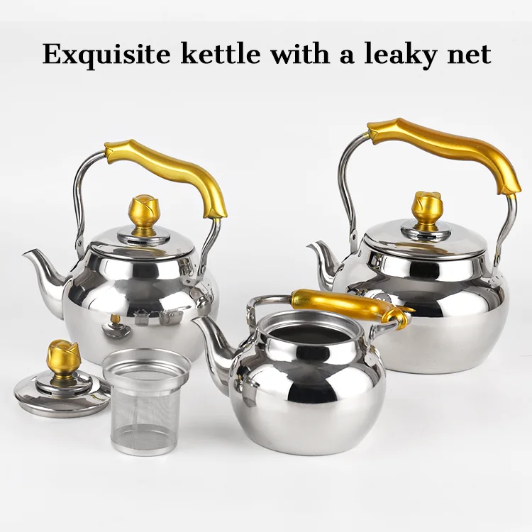 Vintage Luxury Restaurant Metal Turkish Gooseneck Teapot Kettle Stainless Steel Tea Pots With Infuser