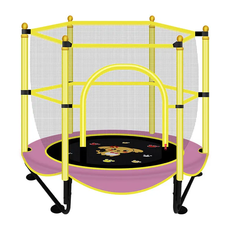 round bungee jumping kids trampoline indoor children mini rebounder trampoline with safety net
