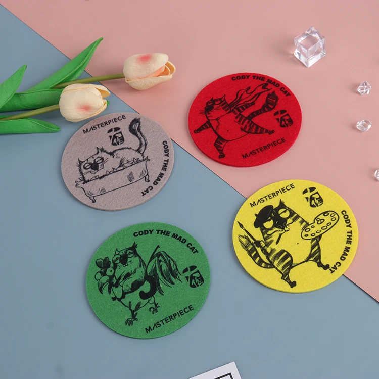 Custom Wool Felt Coaster Felt Round Coaster Felt Cup Coaster Set for drink felt