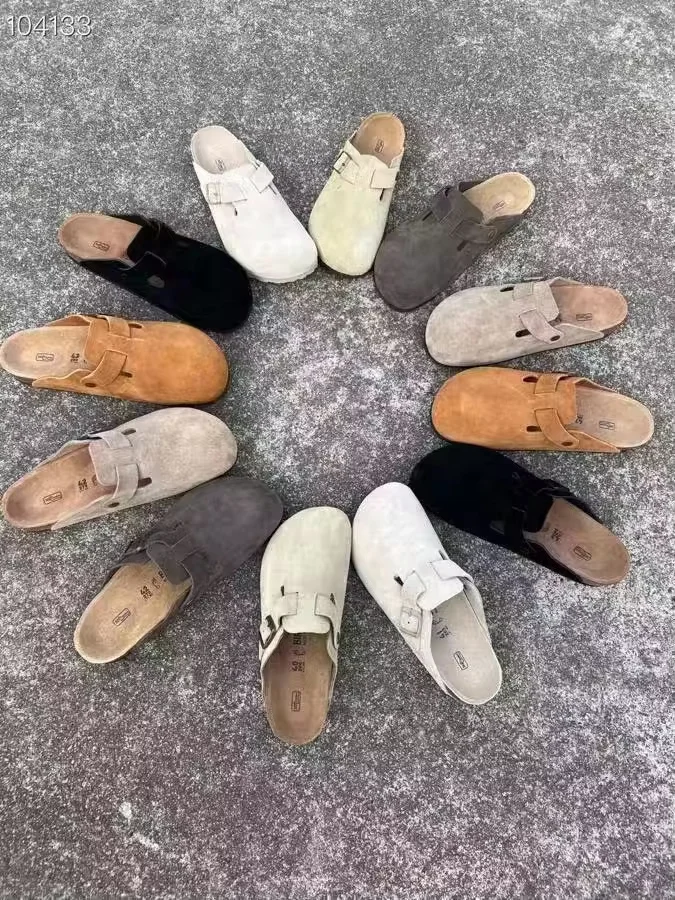 Drop Shipping Boken Cork Suede Slippers Cross Strap 2 Buckle Ankle Summer Unisex Mink Color Men Women Sandal With Rubber Outsole