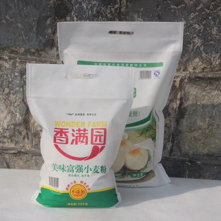 Wholesale Custom 2.5kg 5kg 10kg  Non Woven Flour Bag Food Grain Wheat Powder Maize Flour Packaging Bag