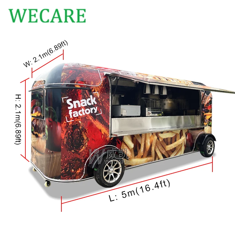 Wecare fast food truck mobile juice bar truck commercial kitchen consession burger van catering food trailer with full kitchen