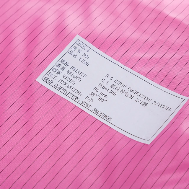 Antistatic esd safe conductive cleanroom polyester clothing fabric