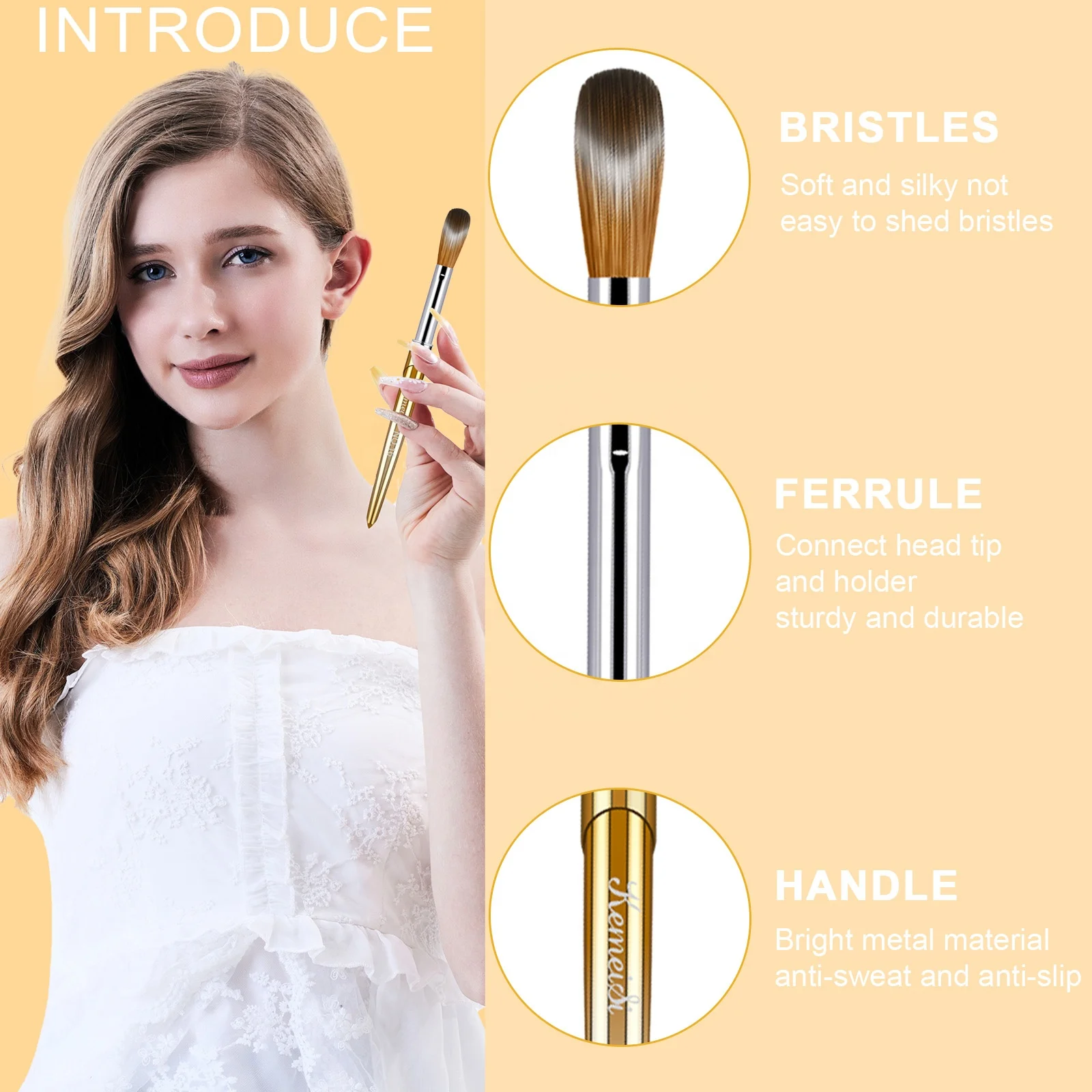 4PCS Professional Size 4/8/10/14 Kemeisi Kolinsky Acrylic Powder Brushes Set for Acrylic Application