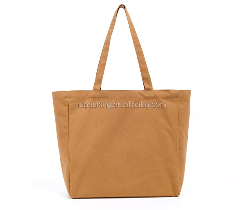 Wholesale Hot Sale colorful Reusable Cheap Custom Logo Maillard color 10oz Cotton Shopping Bag canvas bag With Zipper