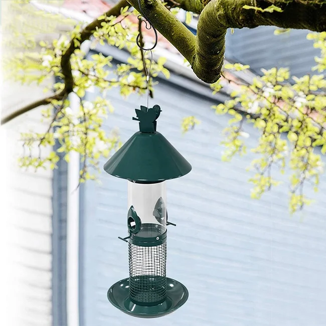 Environmentally Friendly 2 Layers Metal Mesh Bird Food Feeder Station Squirrel Proof Outdoor Humming Wild Bird Feeders Hanging