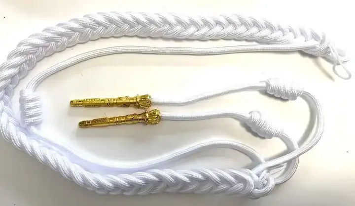 Wholesale price gold wire twisted shoulder cords officer White gold Color webbing Belt