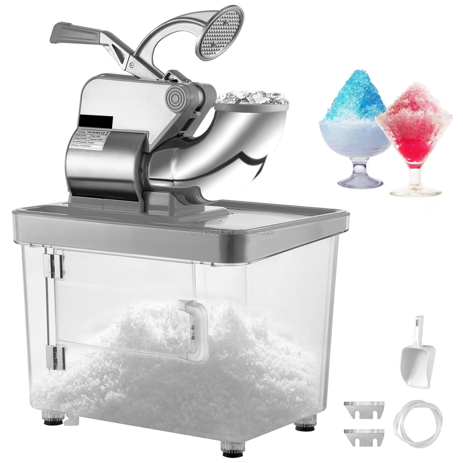 WeWork Electric Ice Shaver Crusher with Dual Stainless Steel Blades Shaved Ice Machine Snow Cone Maker Machine