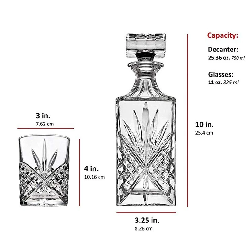 Lead Free Crystal Whiskey Decanter for Liquor Vodka Wine or Bourbon Irish Cut 750ml decanter whiskey