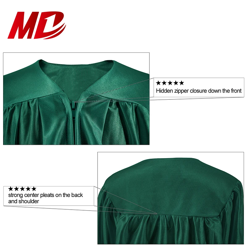 All Grades US Style Shiny Forest Green Graduation Gown