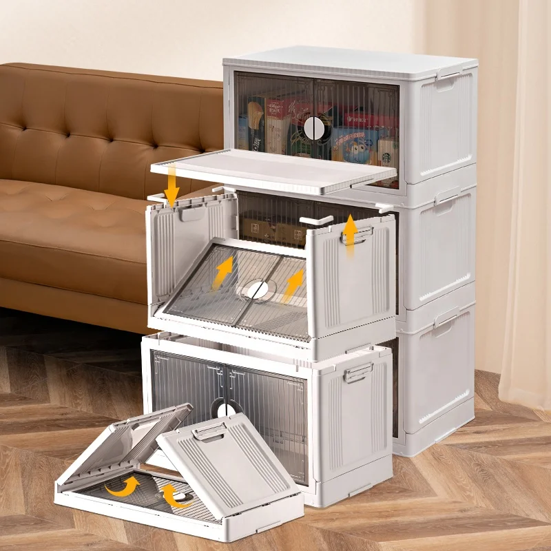 Stackable Storage Box Cabinet Plastic Storage Box Removable Folding For Clothing Storage Bins