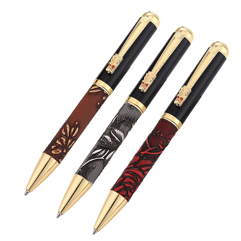 Retro Dragon Head prepuce ballpoint pen can be customized corporate, business fashion office leather stationery leather pen A74