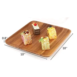 Factory custom set of 2 square acacia wood dinner plates catering platters
