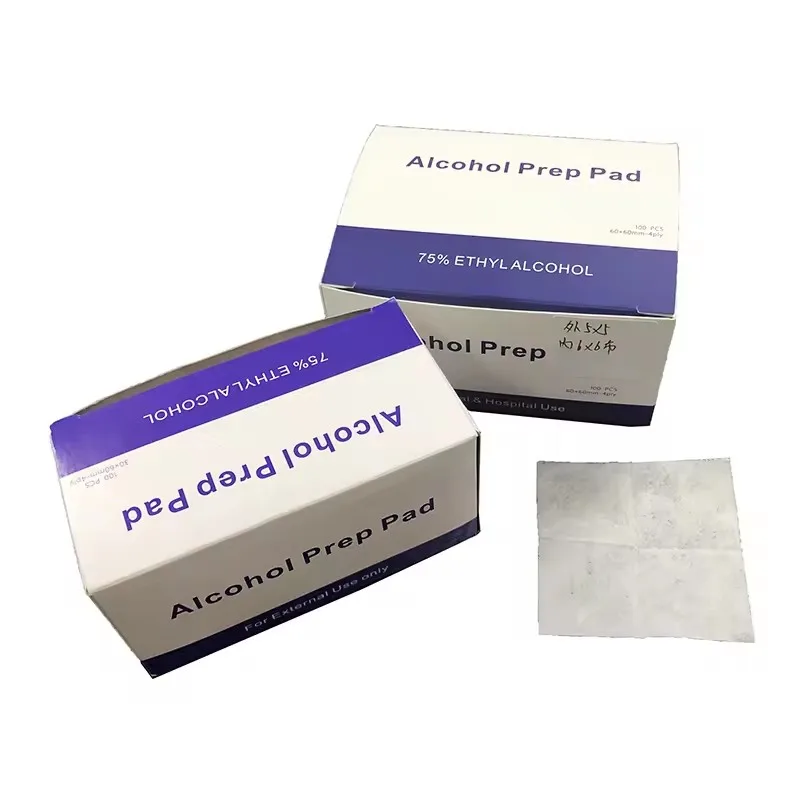 Wholesale 100Pcs Box Custom Ethanol /Ethyl Alcohol Prep Pads Medical Isopropyl 75% Alcohol Hand Sanitizer Wipes Custom Logo