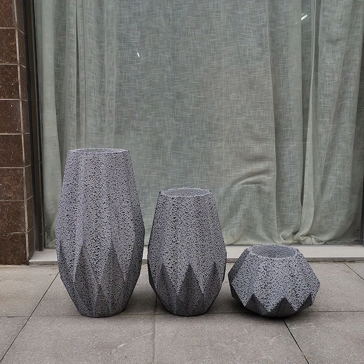 European style fiberglass origami shaped floor vase company reception desk landscape decoration floral landscape decoration