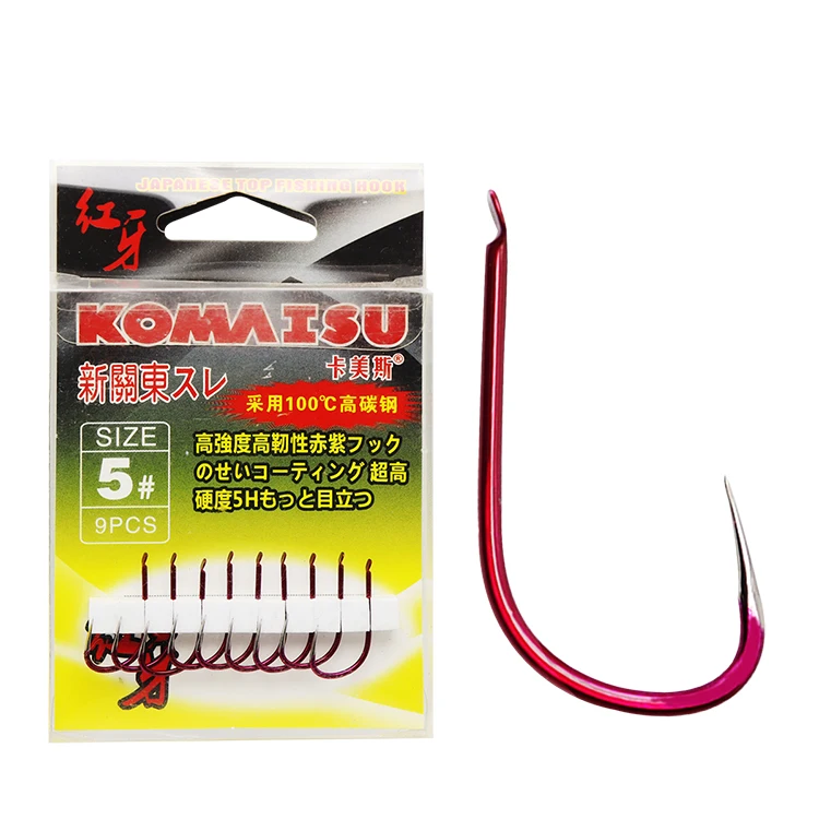 High Carbon Steel Red Triangle Teeth New Kanto Tilapia Carp Hooks Barbless Hooks Freshwater Fishing