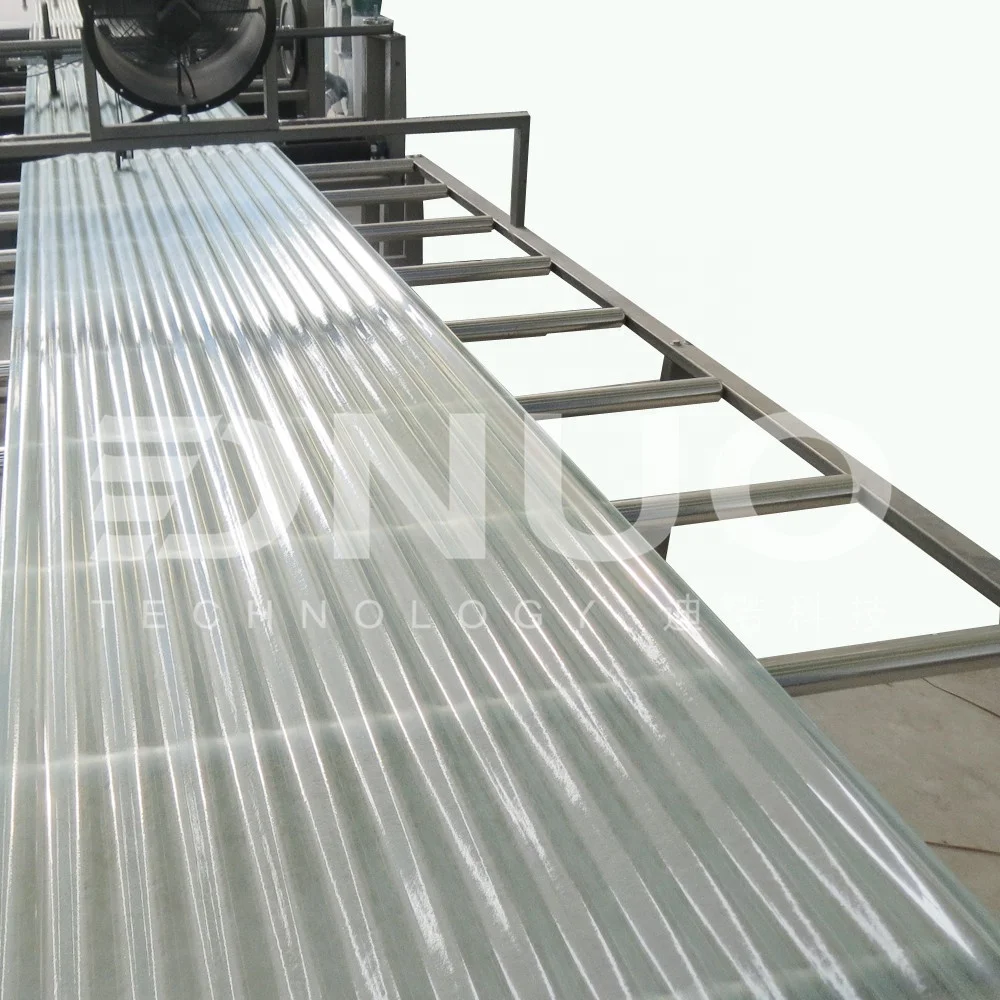 PRFV fibre glass Corrugated transparent skylight roofing sheets board making machinery