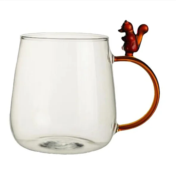 400ml Glassware Blown High Borosilicate Thickened Transparent Three Piece Set Glass Tea Cup With Lid