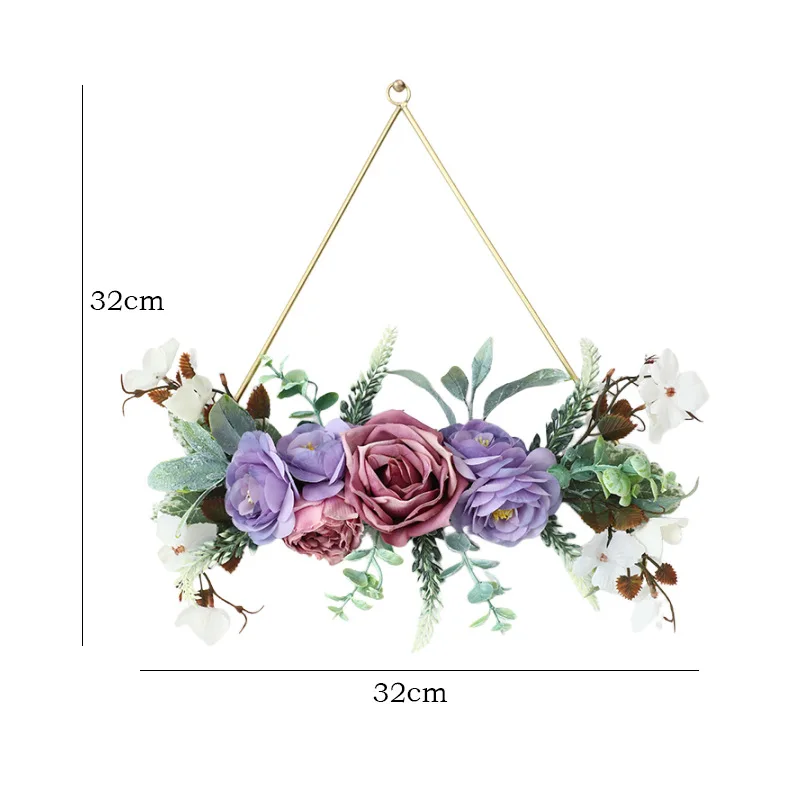 Creative Nordic wrought iron garland wedding Artificial flower wall decoration hanging Rose bouquet