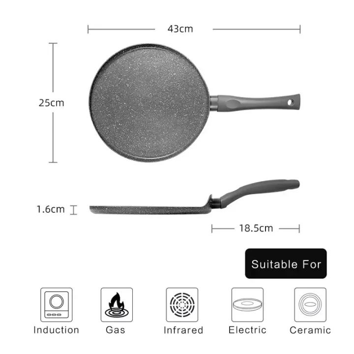 Cheap 25CM Aluminum Marble Coating Ceramic Round Induction Non Stick Baking Egg Fry Grill Crepe Pizza Pan