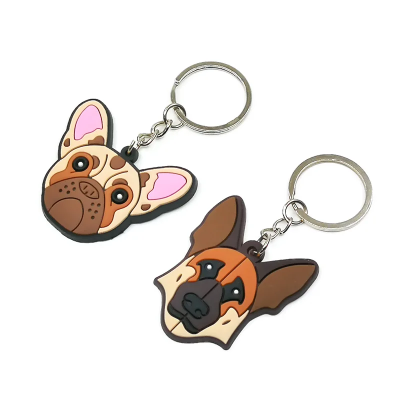Factory Direct Custom Dog Wholesale Kawaii Plush Toy Silicone Key Ring cat 2D Rubber Key Chain Soft PVC Keychain