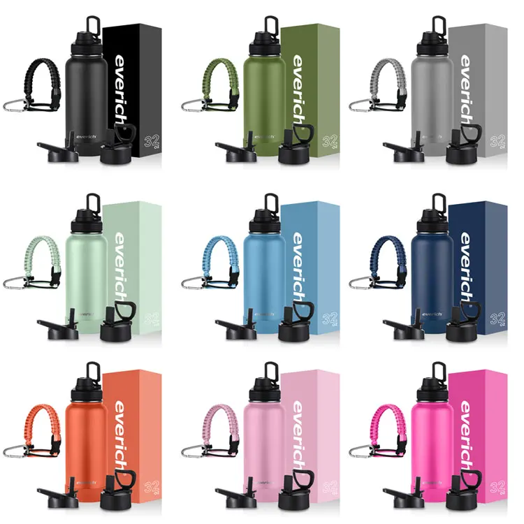 Everich 32oz 40oz Sports Thermos Insulated Vacuum Flask Stainless Steel Water Bottle