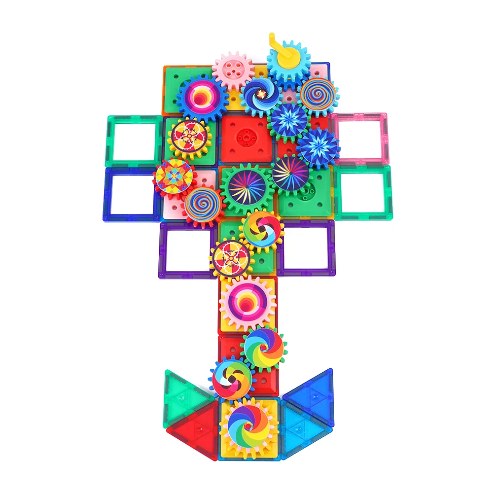 100 Pieces Diy Assembly Educational Toys Large Magnetic Building Blocks Fun Gear Blocks Kids Toys Funny Blocks