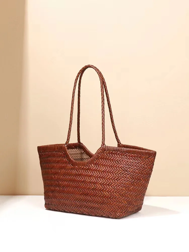 Real cow Leather Weave Tote Bag Large Capacity handbag cowhide woven lady bags genuine leather braided handbags for women