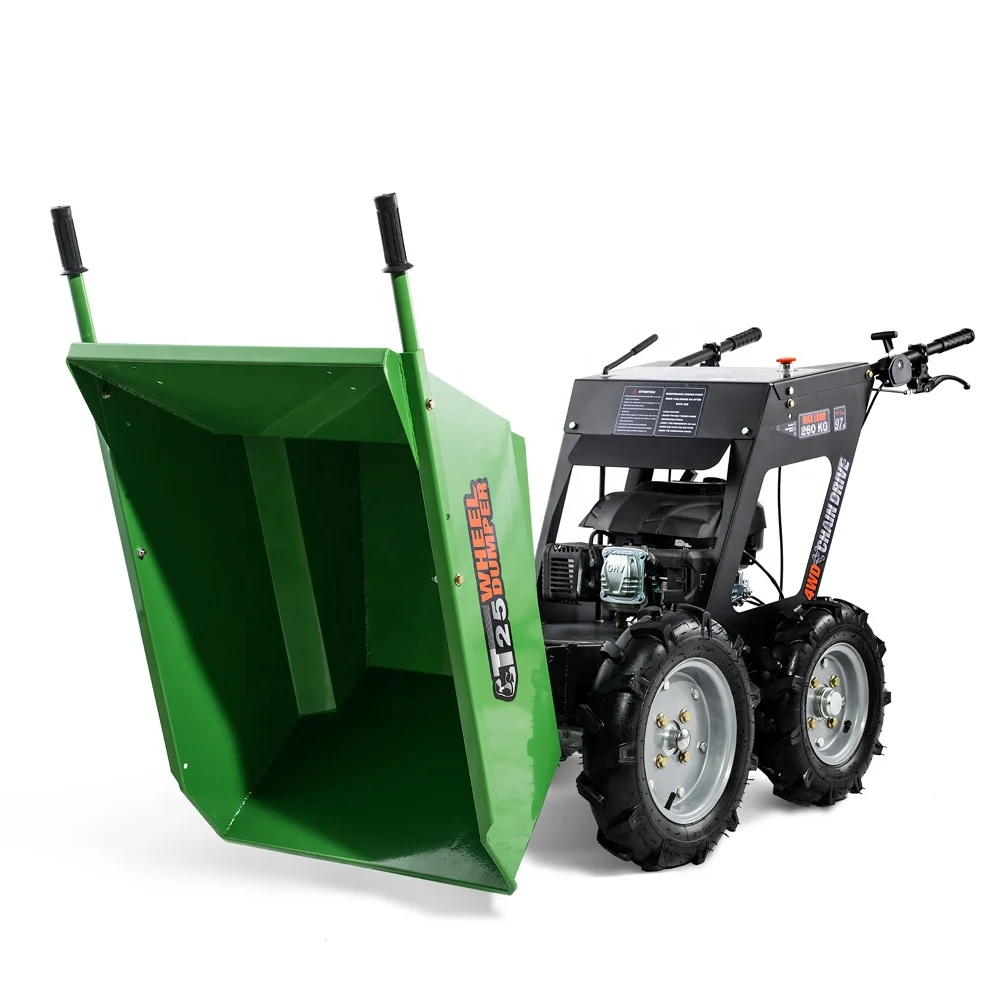 250KG Loading Capacity 5.5hp Petrol Motor Powered 4x4 Mini Wheel Barrow Garden for Fruit Ranch