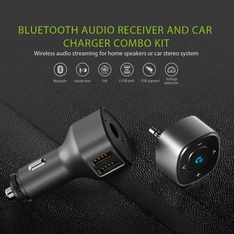 BT09S OEM ODM Car Charger Combo Kit Handsfree Call with Dual USB Charger for Car Bluetooth Audio Receiver for Home Speakers