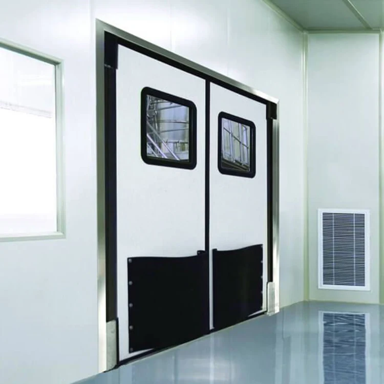 Kitchen commercial double swinging stainless steel impact traffic door with rubber