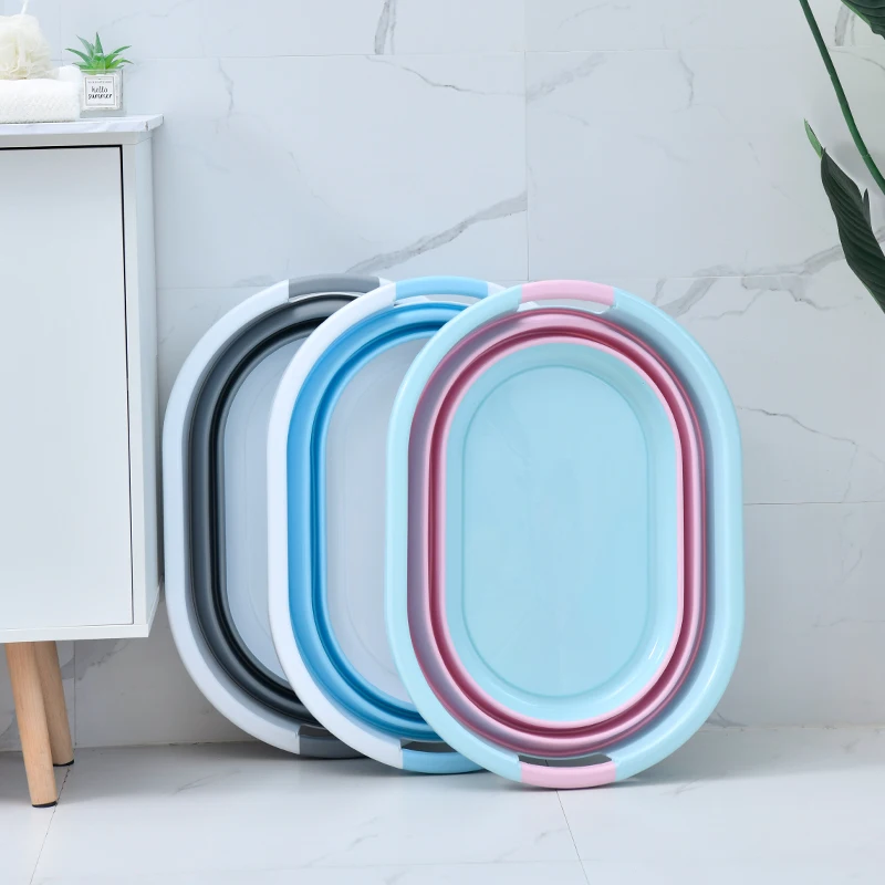 Modern Oval Foldable Container Storage Plastic Laundry Basket for Sale