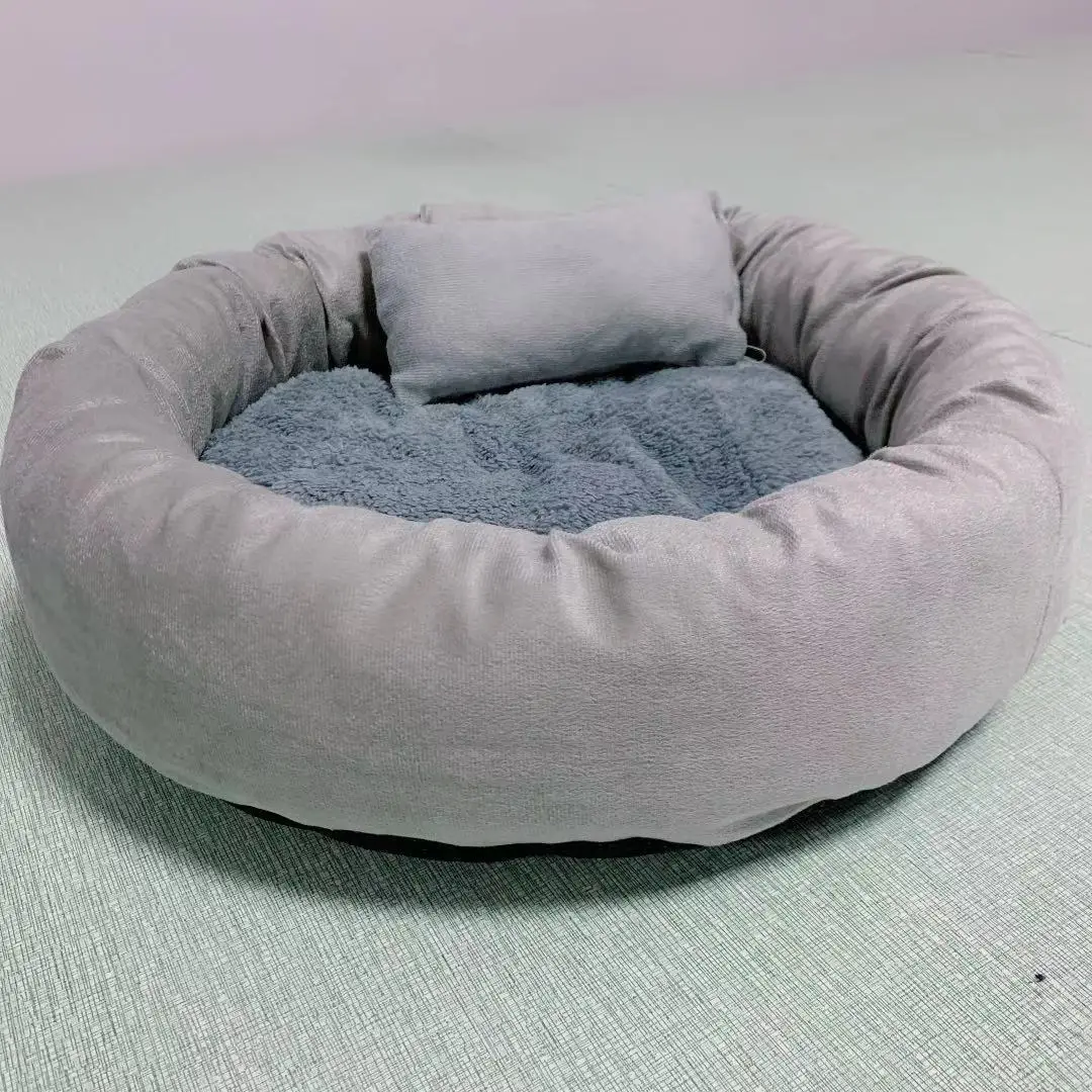 High-Quality Pet Plush Luxurious Soft And Comfortable With Pillow To Keep Warm Cat And Dog Nest Cushion Mattress Donut Cat Bed