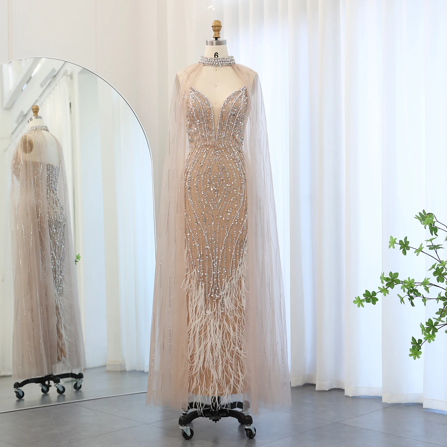 Шарон сказал SS185 роскошное белое платье с перьями Русалка вечернее ожерельем на тонких бретельках женское свадебное