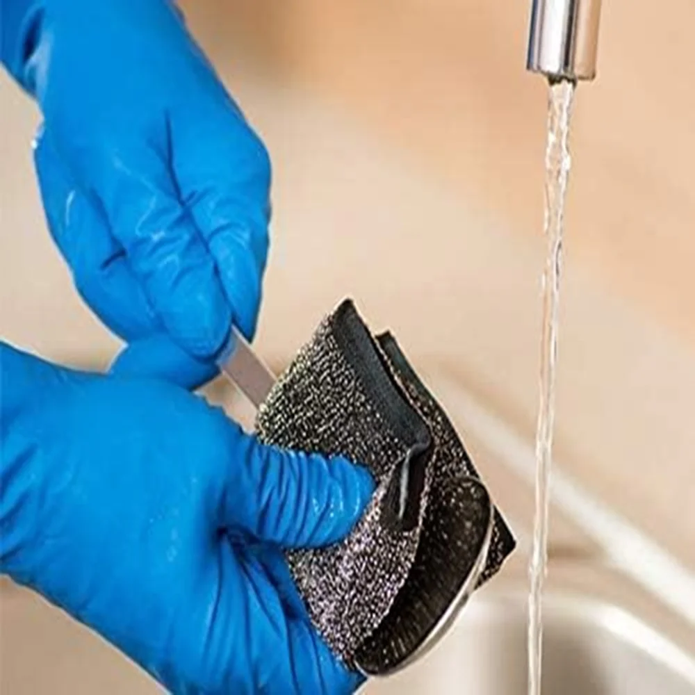 Kitchen Cleaning Black Block Steel Pad Steel Sponge Removes Stubborn Dirt Pinstripe Heavy Duty Dishes Pots Steel Scrub Sponge