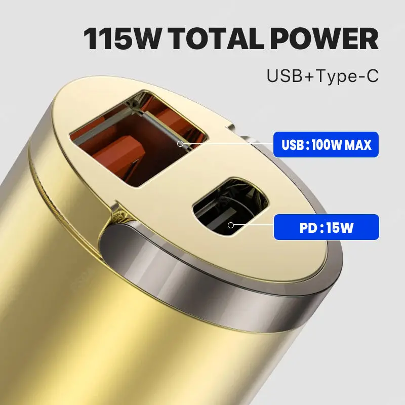 PSDA 115W Car Charger USB Type C Phone Charger PD QC3.0 For Phone  Honour 100W Huawei 66W Super Fast Charging Tablet