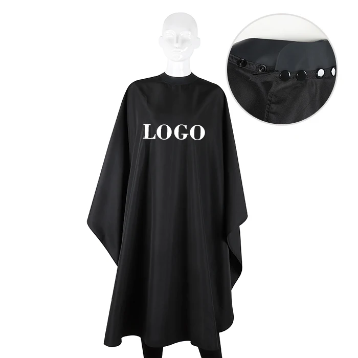 Black Waterproof High Quality Salon Cape Customize With Snapes Barber Capes Luxury Silicone Neck Hairdressing Cape