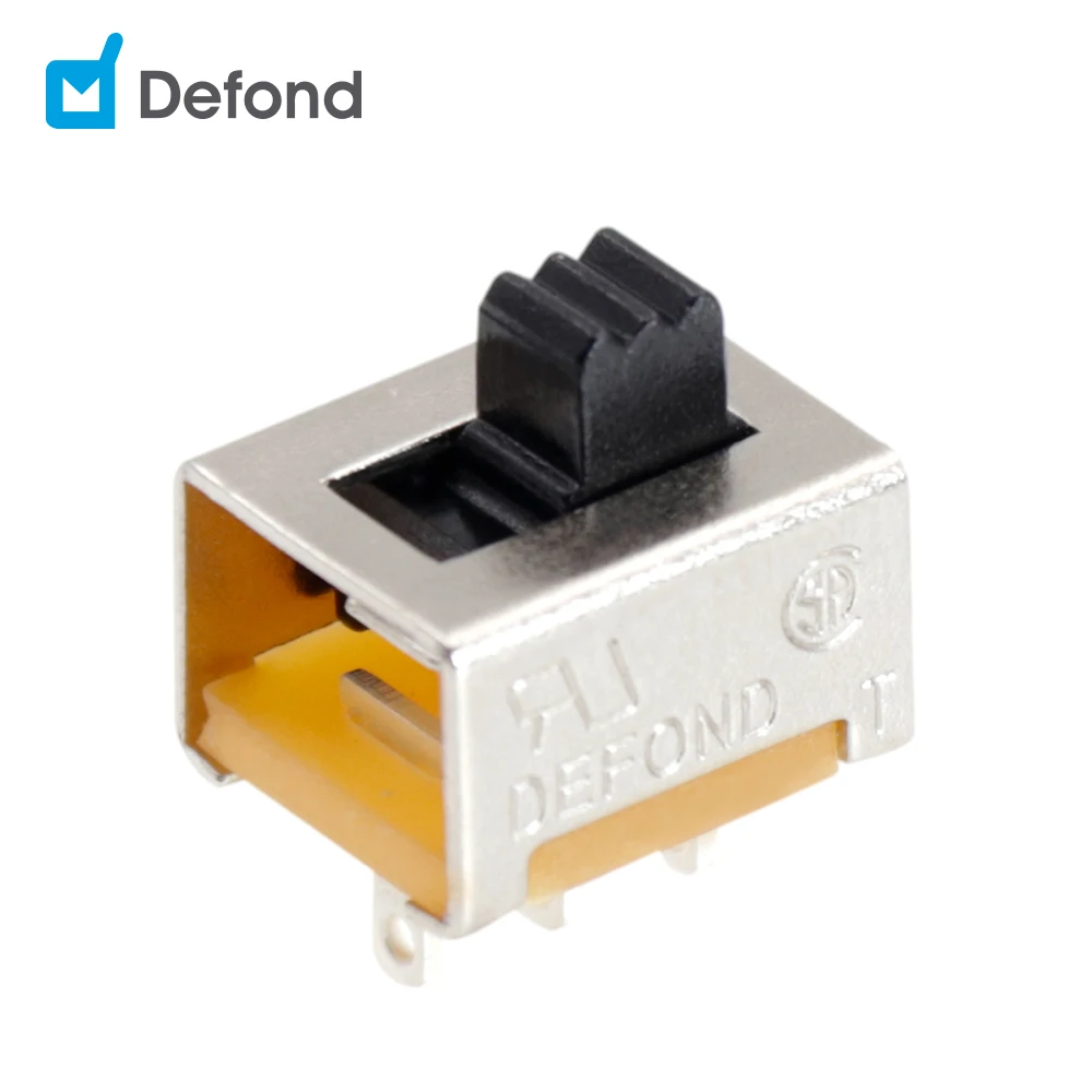 Defond 2 pin однополюсный миниатюрный 2A/1A ВКЛ-ВЫКЛ цепи 1p2t ползунковый Переключатель SSE-1202-BKS12-03R