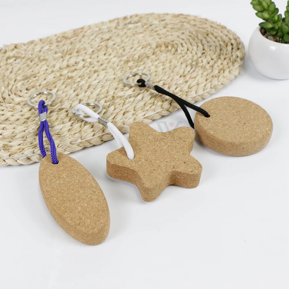Wholesale Souvenir Cork Wooden Keychain Handmade Floating Key Ring