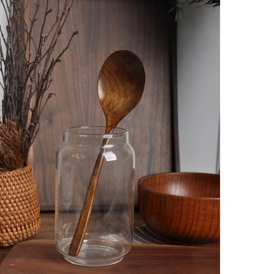 Новое поступление натуральная 9 дюймовая деревянная ложка с длинной ручкой для десертного чая