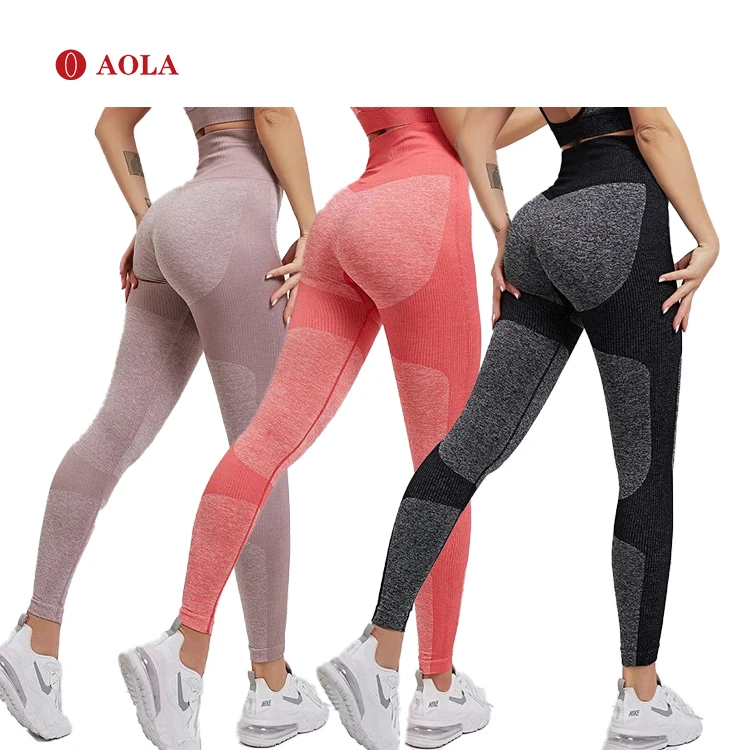 AOLA Wide Leg Womens Seamless Brown Tummy Control Fitness Leggings Female Printed Workout Latest Women Yoga Pants