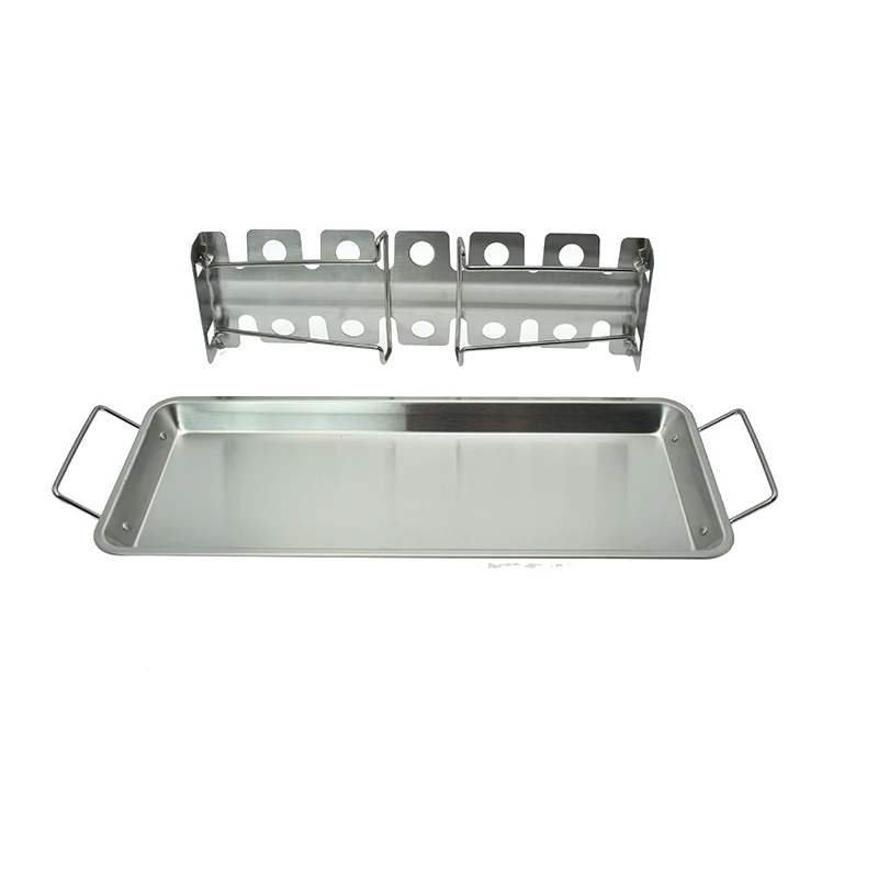 Roasting Stainless Steel BBQ Grill Rack Chicken Leg Rack BBQ Rack Chicken Wing with Washable Oil Drip Pan