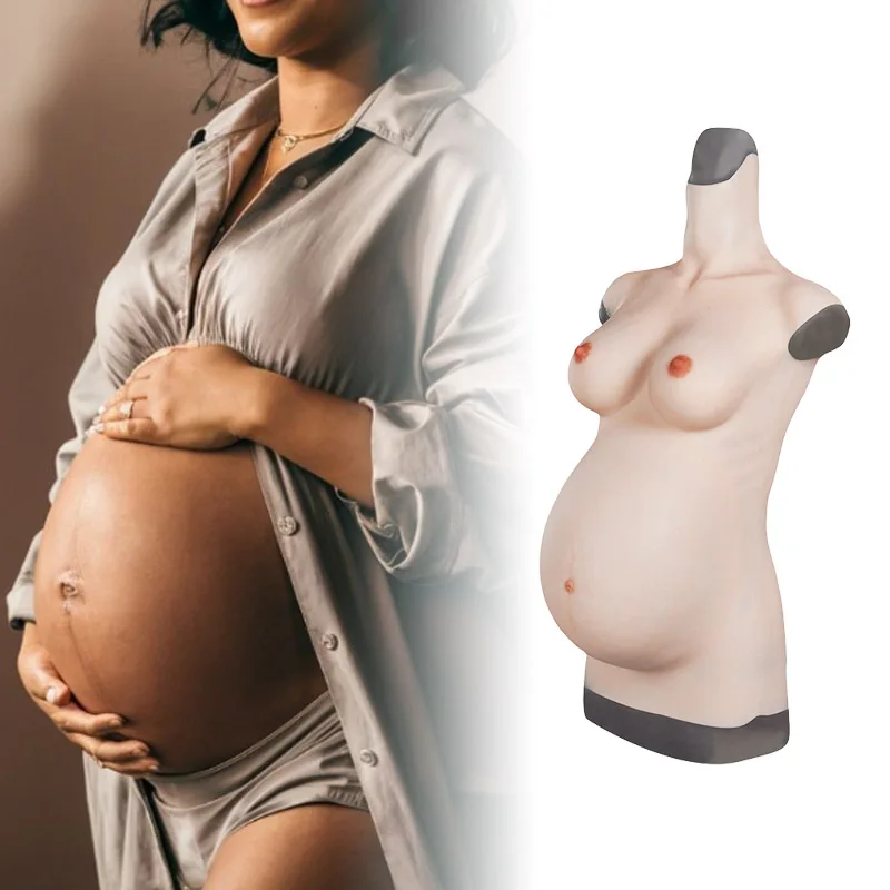 Realistic 4/6/9 Month Artificial Silicone Pregnancy Belly With Boobs For Cosplay Crossdresser Halloween Masquerade Disguise