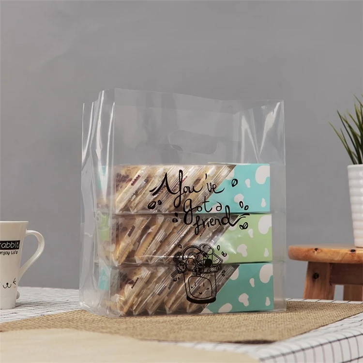 High Quality Transparent Portable Degradable Plastic Bag Custom Takeaway Packaging Plastic Bag