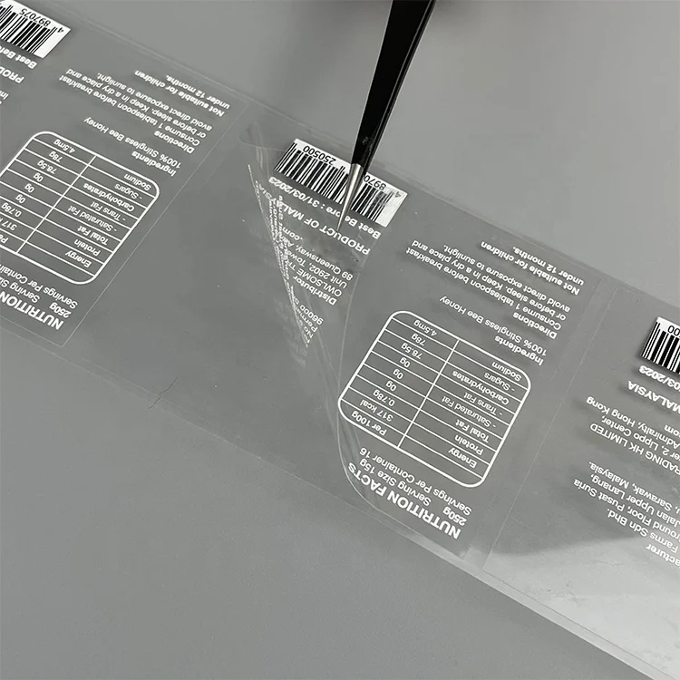 Waterproof Clear Label For Essential Oil Bottle Cosmetic Sticker Bottle Label Silk Screen Printing Cosmetic Transparent Label