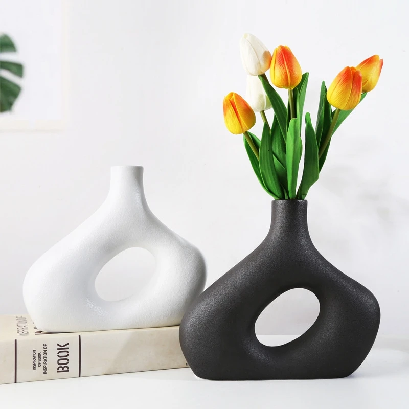 Ins simple frosted ceramic vase decoration living room porch creative dried flower vase decoration